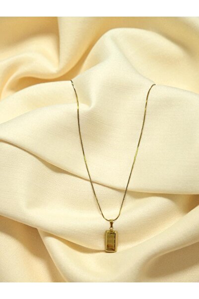 HATJJCE GOLYA Gold Çelik Külçe Detaylı Zarif Kadın Kolye – Suya Dayanıklı ve Kararmayan Gold Renk