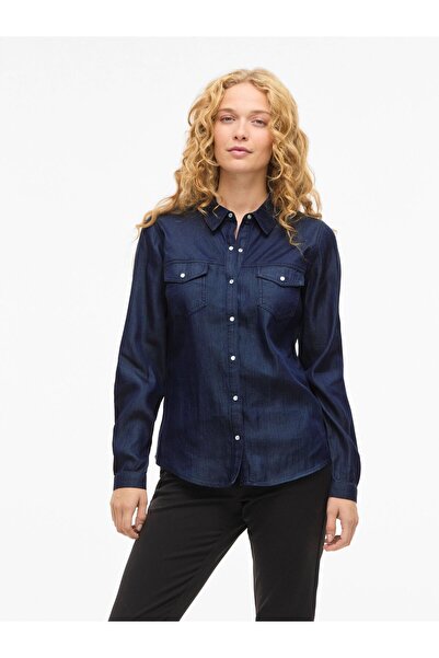 VILA Jeanshemd VIBISTA Taschen