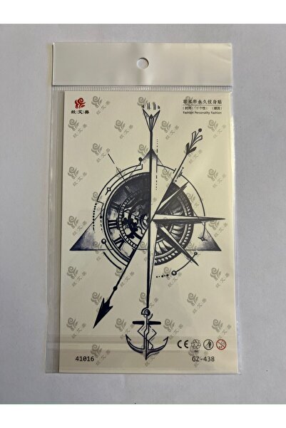 Airbrush Tattoo Pusula 18x11 cm Yarı Kalıcı Hayalet Geçici Dövme Yapıştırma Dövme