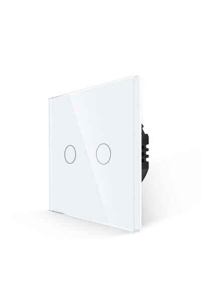 Bingoelec Întrerupător inteligent, WIFI+RF fără neutru, 2 butoane tactile 1000w, fabricat din sticlă securizată cu indicator LED