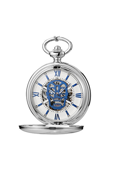 Gorben Ceas de buzunar argintiu PM248 - schelet mecanic, afișaj cu cifre roma...