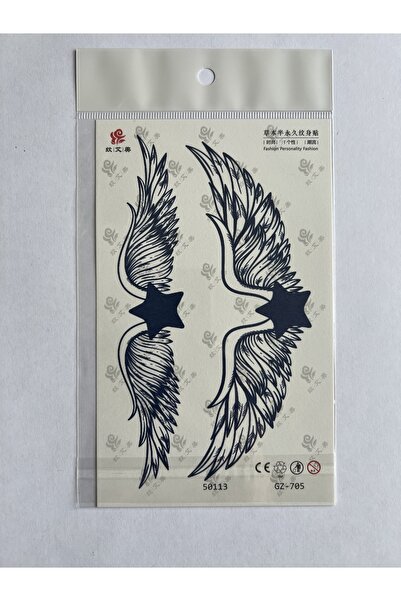 Airbrush Tattoo Kanatlar 18x11 cm 1 Aylık Yarı Kalıcı Yapıştırma Geçici Dövme