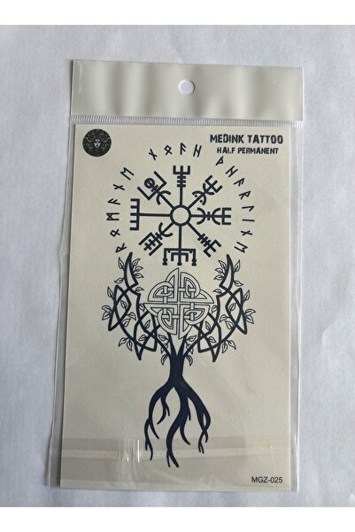 Airbrush Tattoo Viking 18x11 cm Yarı Kalıcı Hayalet Geçici Dövme Yapıştırma D...