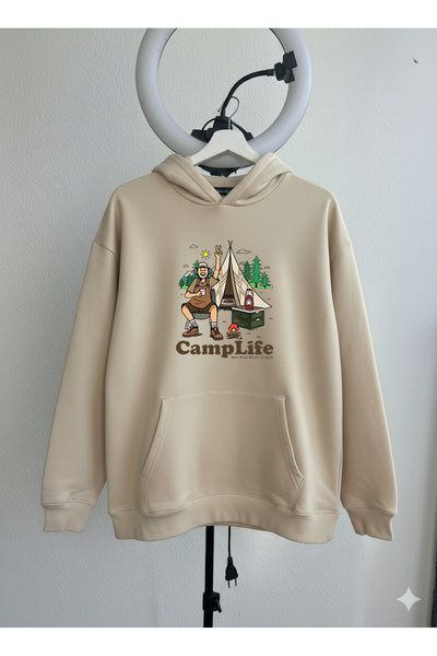 LORVEX Camp Life Pre-Imprimat Oversize Unisex Bumbac Swea tricou