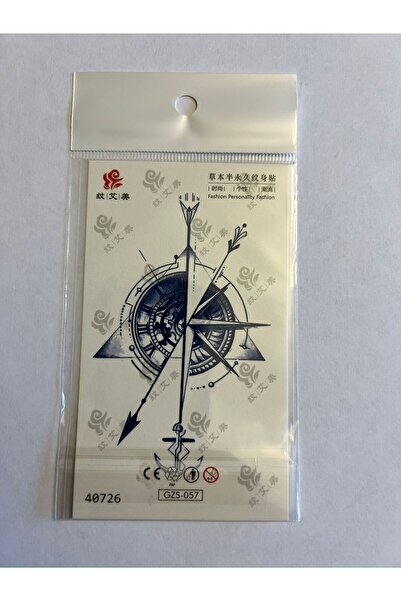 Airbrush Tattoo Pusula Minimal Yarı Kalıcı Hayalet Geçici Dövme Yapıştırma Dövme