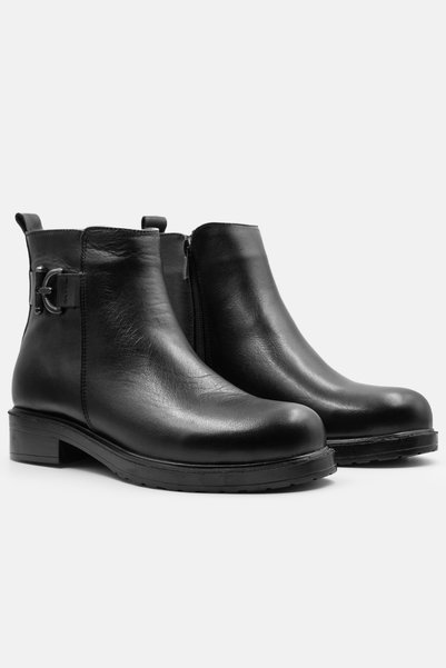 DeriWorld Women's Genuine Leather Boots Low Heel Non-Slip Sole Women's Leather Boots