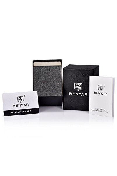 Benyar Ανδρικό Ρολόι Classic Elegant με Δερμάτινο Λουράκι Quartz και Αναλογικό Ροζέ