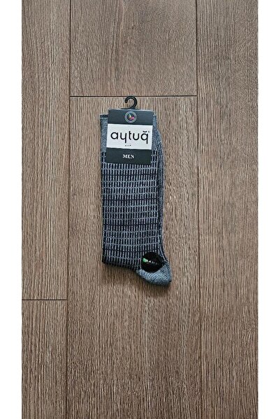 Aytuğ 3 Pairs Men's Bamboo Group (Black-Grey-Navy Blue) Combed Cotton Socks - 25063