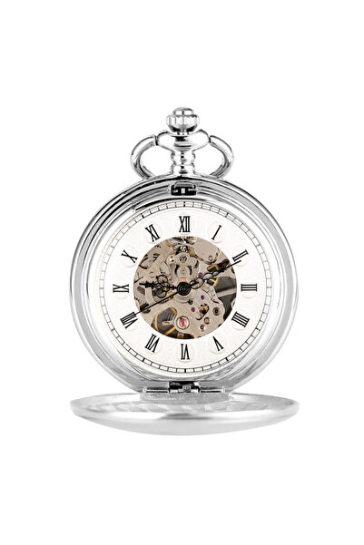 Gorben Ceas de buzunar din argint P240 - mecanic steampunk, afișaj cu cifre r...