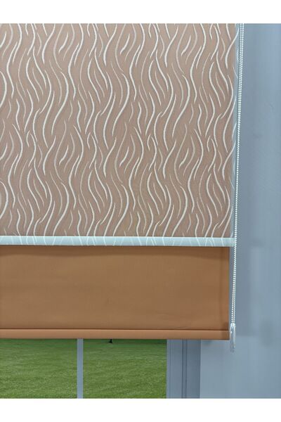 donatti perde EVA Serisi – Su Yolu Desenli Çift Mekanizmalı Turuncu Perde