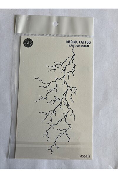 Airbrush Tattoo Yıldırım 18x11 cm Yarı Kalıcı Hayalet Geçici Dövme Yapıştırma...