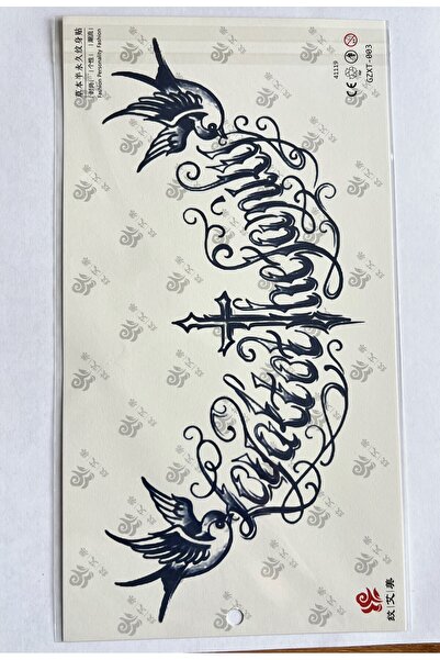 Airbrush Tattoo Büyük Boy Yazı Göğüs Sırt İçin 28x15 cm GZXT-003 Yarı Kalıcı ...