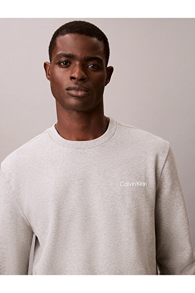 Calvin Klein Erkek Marka Logo Baskılı Bisiklet Yaka Günlük Kullanıma Uygun Uzun Kollu Şık Görünüşlü