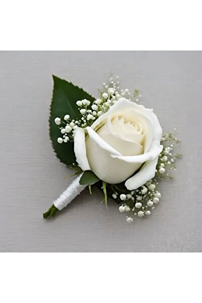 Diana Accessory BEYAZ GÜL DAMAT YAKA ÇİÇEGİ