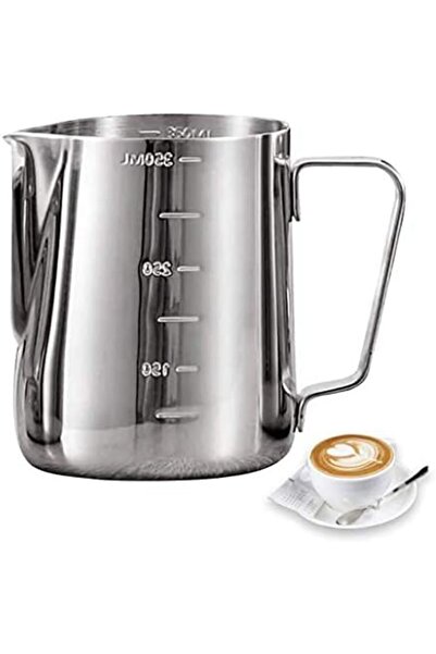 MARKQ إبريق إسبرسو بخاري فضي 350 مل من الفولاذ المقاوم للصدأ لإبريق رغوة الحل...