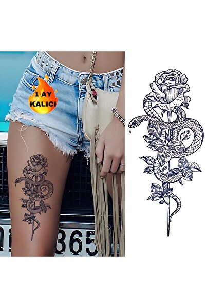 Mecit Tuhafiye 1 AY KALICI YILAN GÜL KOL BACAK VUCUT İÇİN GEÇİCİ DÖVME