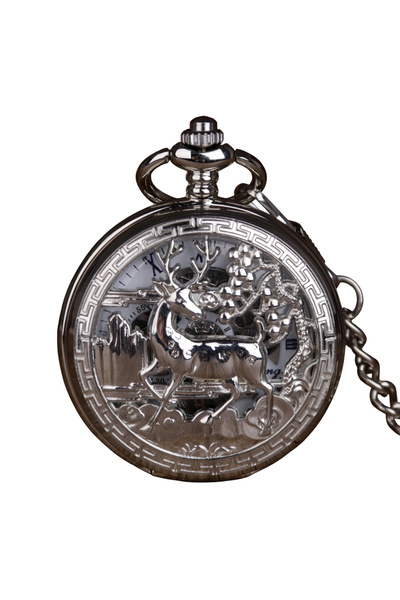 Gorben Ρολόι τσέπης PM076 Ασημί - Steampunk Μηχανικό Ρωμαϊκό Αριθμητικό με Αλ...