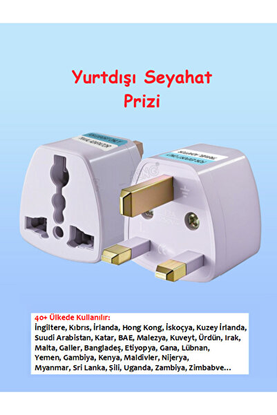 Vwin Yurtdışı Prizi Seyahat Prizi Seyahat Adaptörü Fiş 3 Pinli Topraklı G Tip...