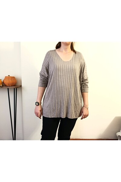 Butik Şans V yaka Fitilli İtalyan Triko Bluz