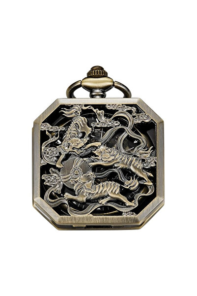 Gorben Ceas de buzunar PM031 Bronz - Mecanic, Afișaj cu cifre romane, Carcasă...