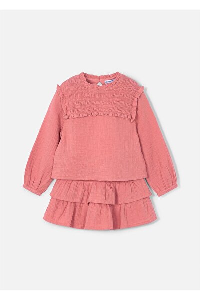 MAYORAL Set bluză cu fustă cu volane pentru fetiță roz 4933