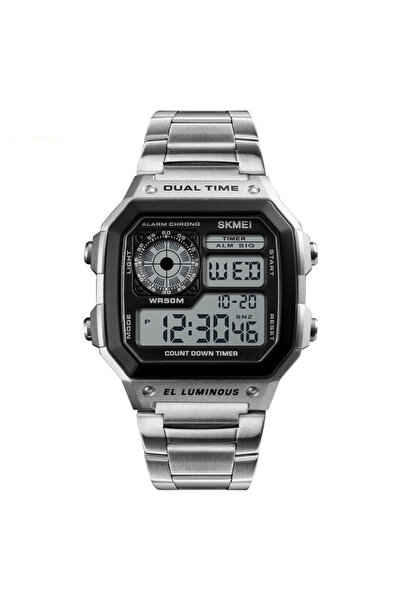 Skmei Ceas de mână bărbătesc casual cu alarmă digitală, cronograf, din oțel i...