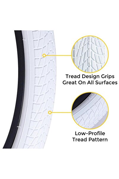 SARİSSA BİSİKLET RAPTOR Beyaz Dış Lastik 20X1.95 (Desen-P1023) 20 Jant Beyaz Çocuk Bisikleti Dış Lastiği Düz Lastik