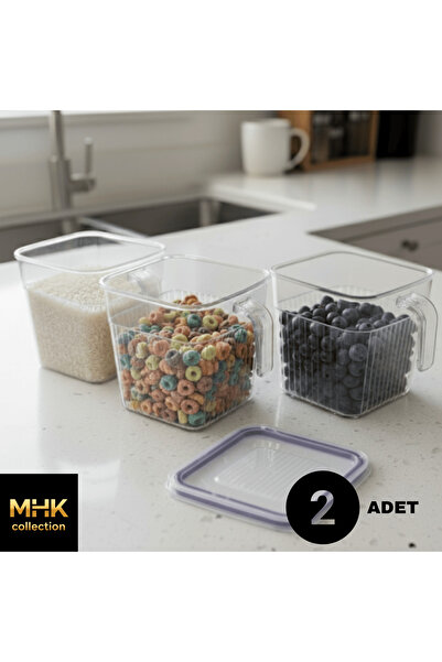MHK Collection 2 Pieces Square Food and Food Storage Container with Crystal Handle 1.6 Lt