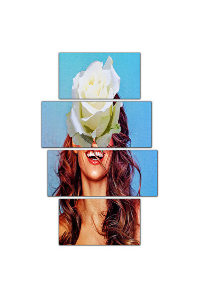 Generic لوحه جداريه - إمرأه مع ورده - p120 - مقسمه أربعة قطع