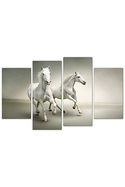 Generic لوحه جداريه - خيول بيضاء - ٩٣٨ - مقسمه أربعة قطع