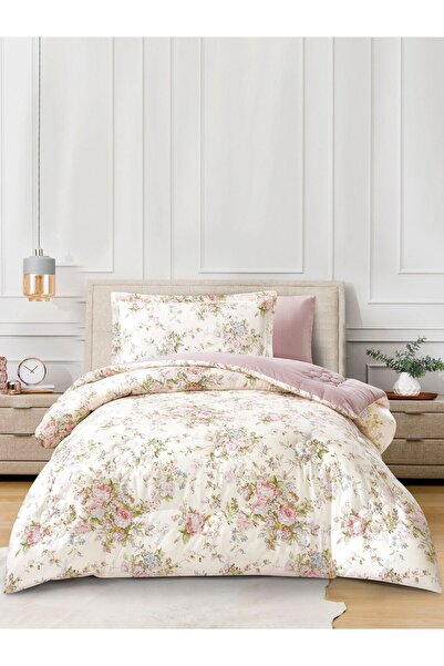 Donetella 4-Piece Cotton Single Comforter Set 170x230cm – 350 GSM Fill, Elegant Print