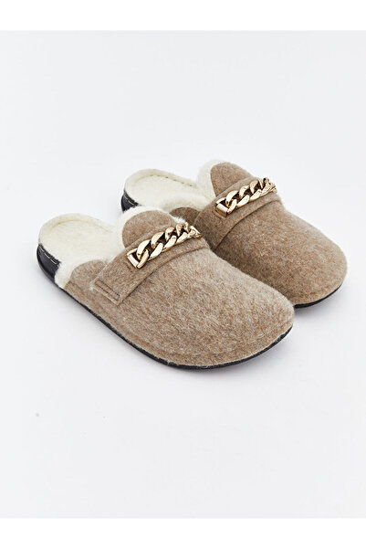 LC Waikiki Beige Chain Detailed Women's House Slippers