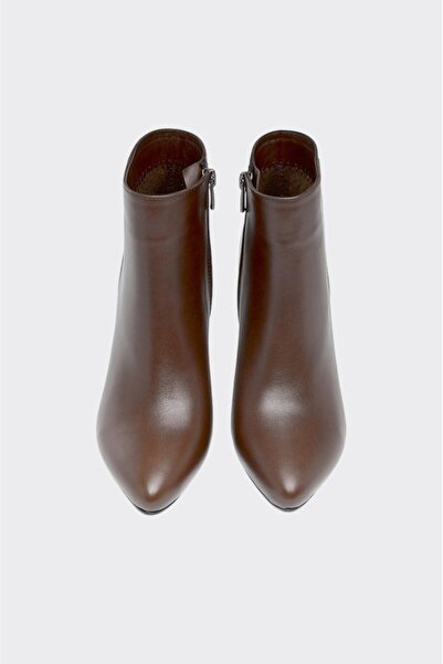 derinet Kalem Topuklu Hakiki Deri Klasik Kadın Bot