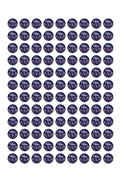 roco paper Новогодишен комплект стикери „Честита Нова година“, етикети за опаковане на подаръци за Нова година, 108 броя, 33x33 мм, сини