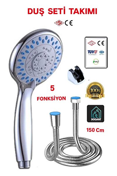 dogant özdoğanlar avm Banyo Duş Armatör Seti Takımı 5 Fonksiyon Başlık 150 cm...