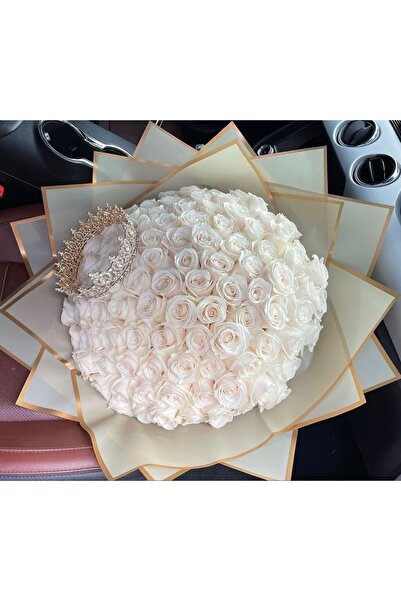 Diana Accessory 100 adet Beyaz gül isteme cicegi gelin buketi söz çiçeği özel...