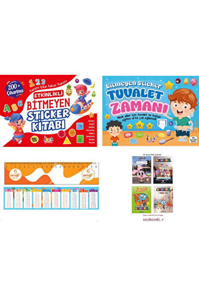 Bıcırık Yayınları Bitmeyen Stecer Kitabı ve Tuvalet Zamanı İle 16 Syf'lık 4 Adet Gumball Boyama Kitabımız