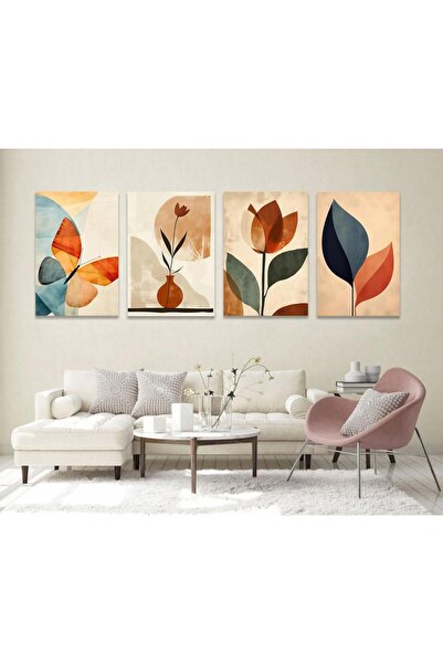 4gdran أربع لوحات خشبية mdf بتصميم ورود