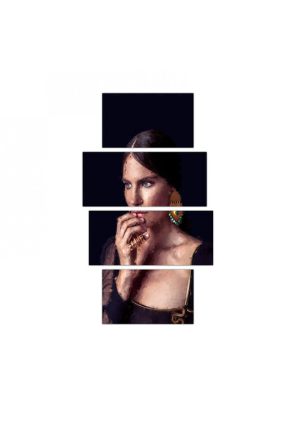 Generic لوحه جداريه مودرن رسمة إمرأه - 300955 - مقسمه أربعة قطع