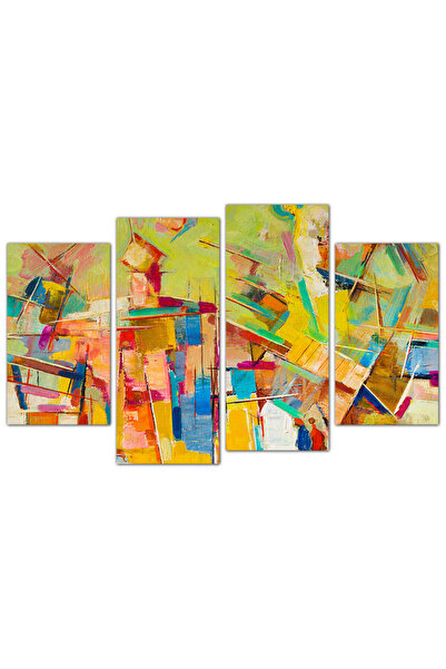 Generic لوحه جداريه - رسمة فن تجريدي مطبوعه - abs109 - مقسمه أربعة قطع