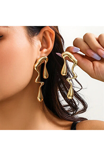 lor Cercei mari aurii design abstract