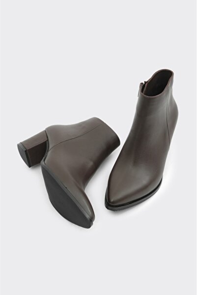 derinet Hakiki Deri Topuklu Kadın Bot