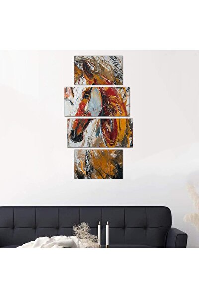 Generic Modern wall panel, horse drawing - 24510 - divided into four pieces