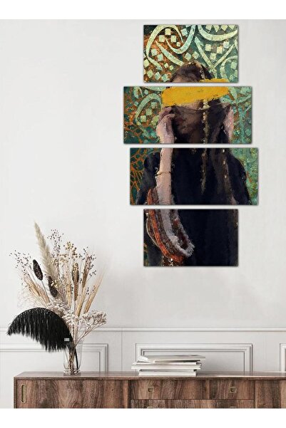 Generic لوحه جداريه مودرن رسمة تراثية لإمرأه - ٢٥٥١٩ - مقسمه أربعة قطع