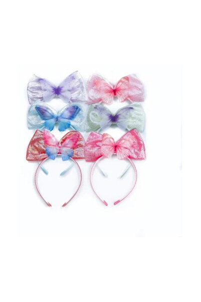 OEM Set 12 bentite subtiri cu fluturas din satin, multicolor, dimensiuni 1x5x14cm