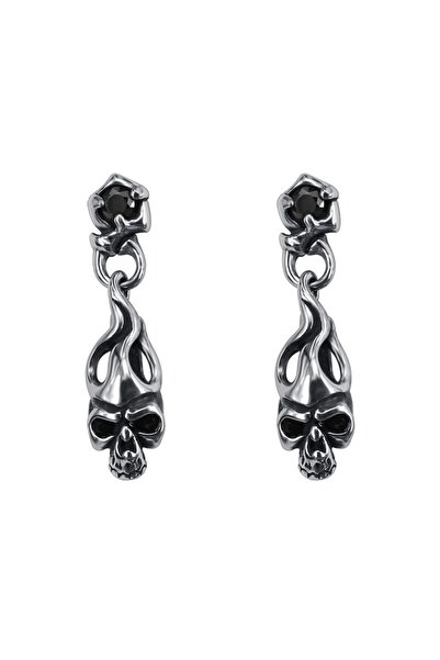 Viking Skull Design Zircon Stone Nail Model 316L Stainless & Non-Tarnish Steel Earrings Pair