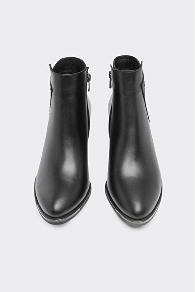 derinet Hakiki Deri Klasik Fermuarlı Kadın Bot