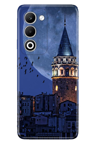 OPPO A5 5G Kılıf Retro Trendy Silikon Baskılı Galata Moon