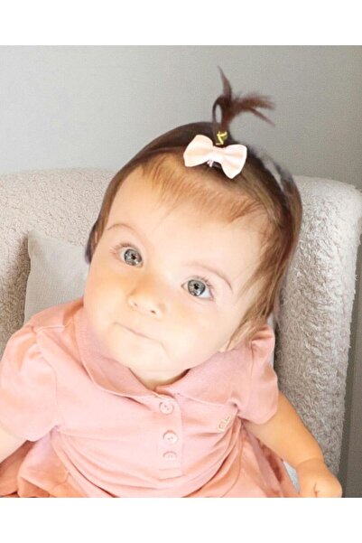 Sahici Anne Mini traka sa mašnom, kopča za bebinu kosu bez dlaka, 3 cm - krem...