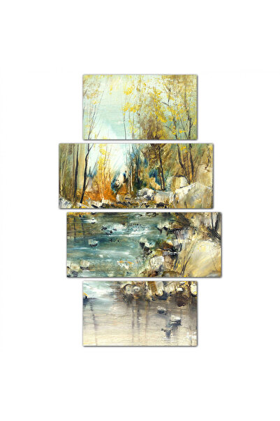 Generic لوحه جداريه - رسمه لنهر - م1547 - مقسمه أربعة قطع